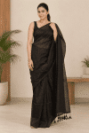 Black and gold sari stripe saree